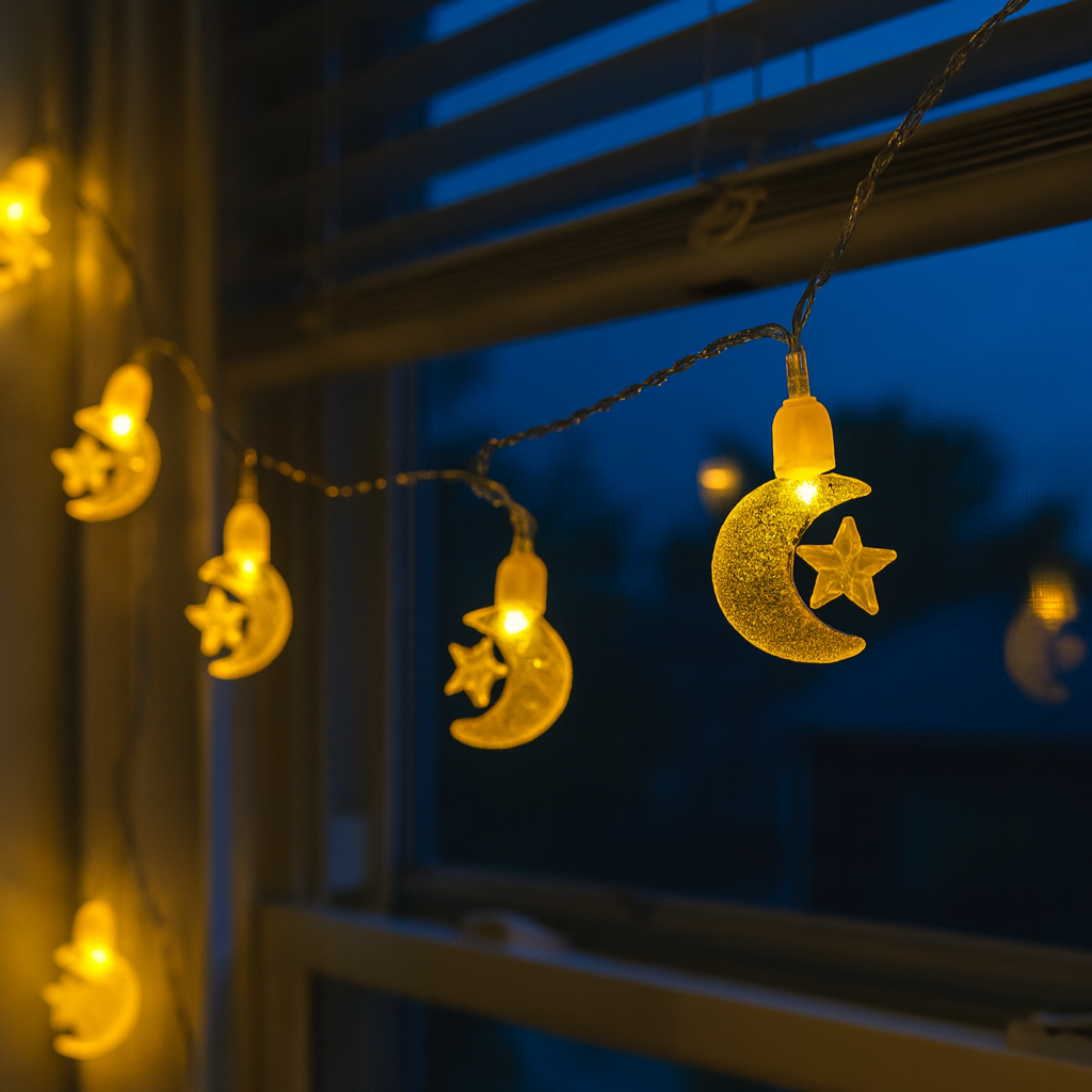 JUEGO DE LUCES DE MEDIA LUNA Y ESTRELLAS 5 METROS