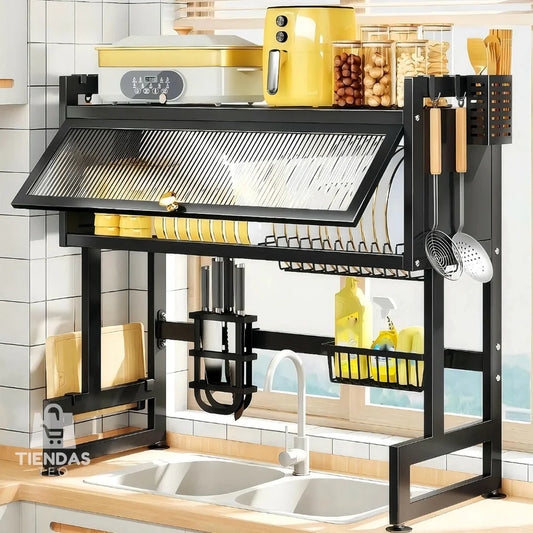 Platero Escurridor Con tapa de 65 cm de acero inoxidable