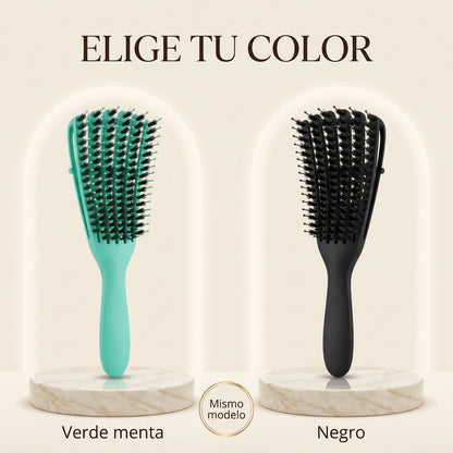 Cepillo desenredante en dos colores: verde menta y negro, mismo modelo