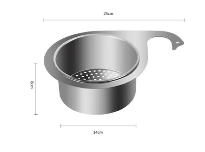 CESTA DE DRENAJE EN ACERO INOXIDABLE PARA RECOGER SOBRANTES DE COMIDA