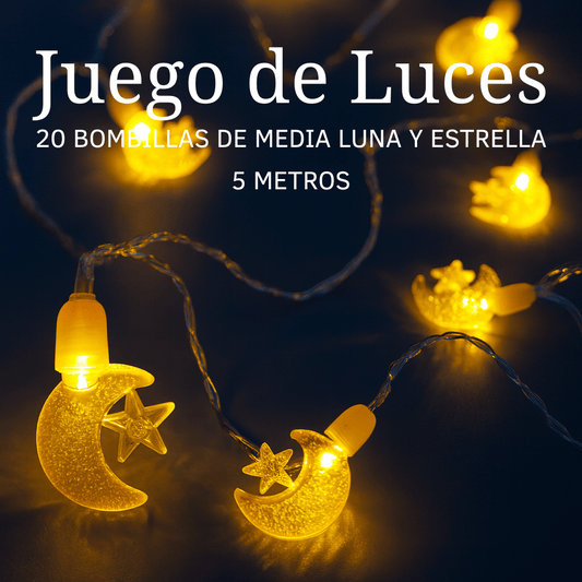 JUEGO DE LUCES DE MEDIA LUNA Y ESTRELLAS 5 METROS