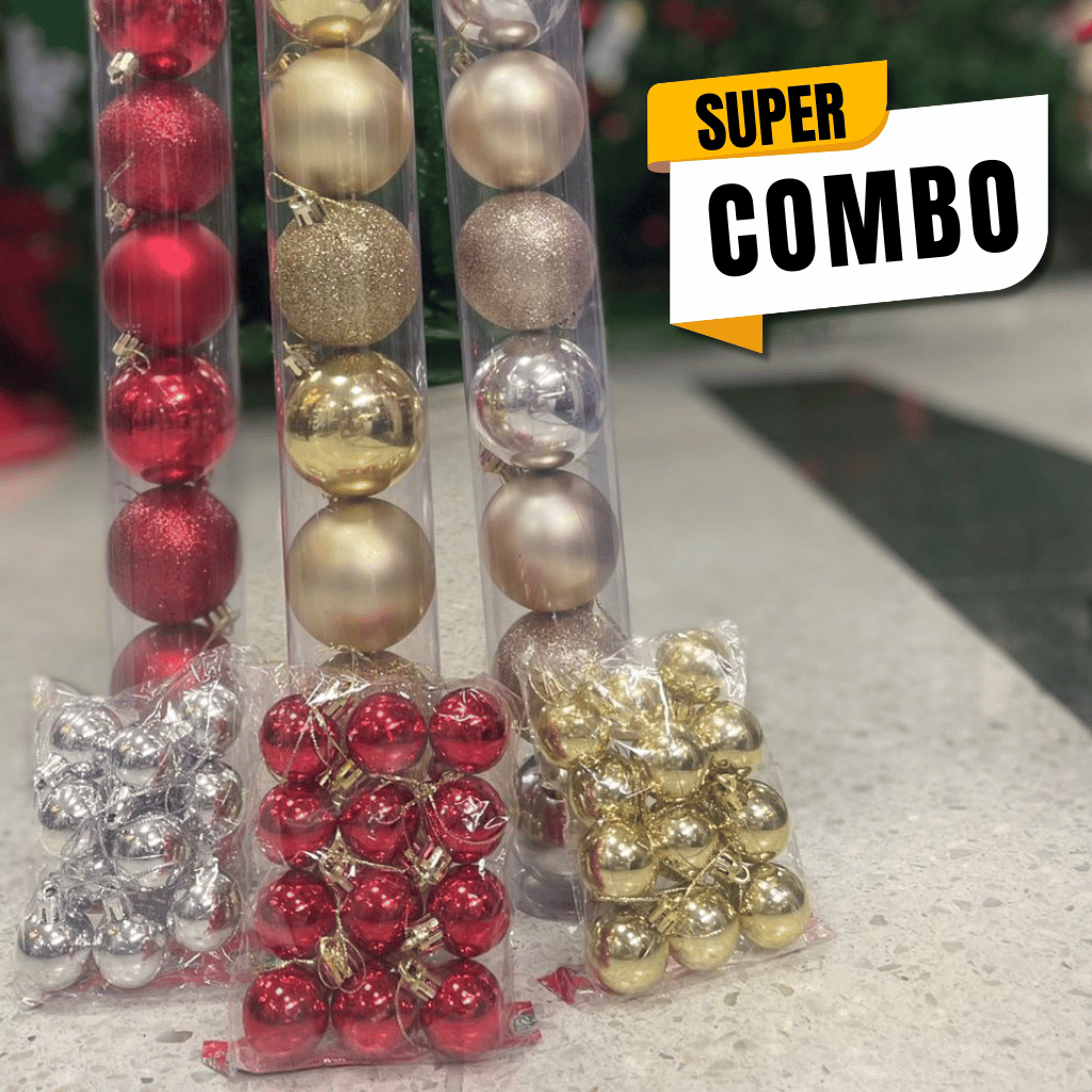 Combo de Bolas Navideñas Bolas Grandes x10 unidades y Bolas pequeñas x12Unidades