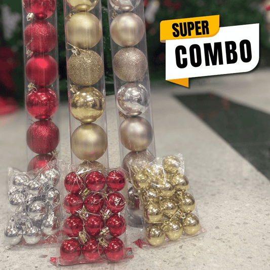Combo de Bolas Navideñas Bolas Grandes x10 unidades y Bolas pequeñas x12Unidades