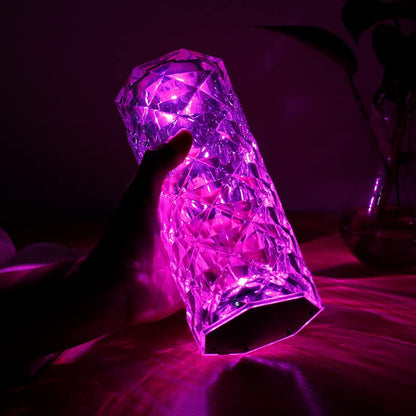 LAMPARA LED DE CRISTAL ROSA