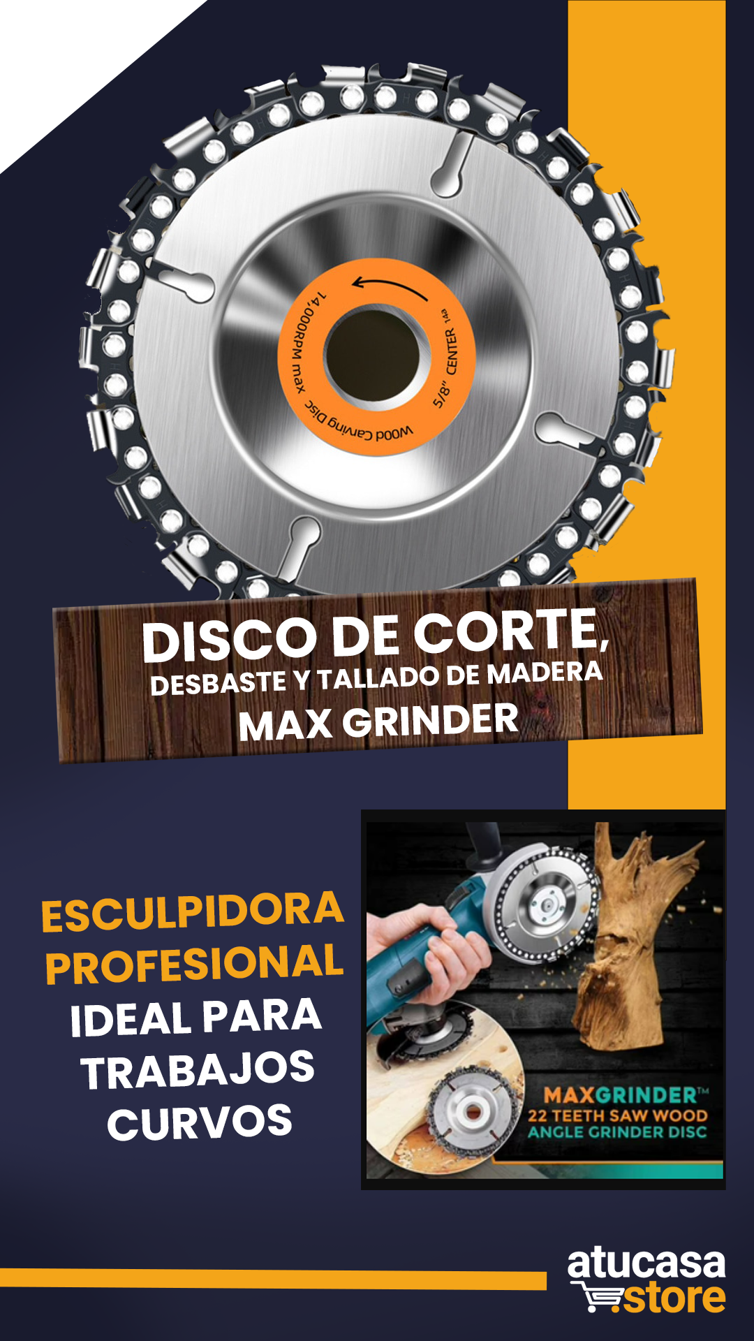 DISCO DE CORTE, DESBASTE Y TALLADO DE MADERA MAX GRINDER
